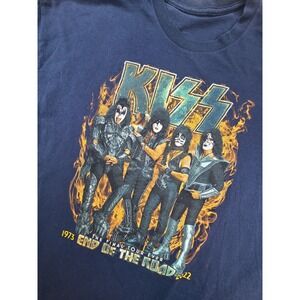 Kiss The Final Tour Ever End of the Road World Tour T Shirt Navy Blue